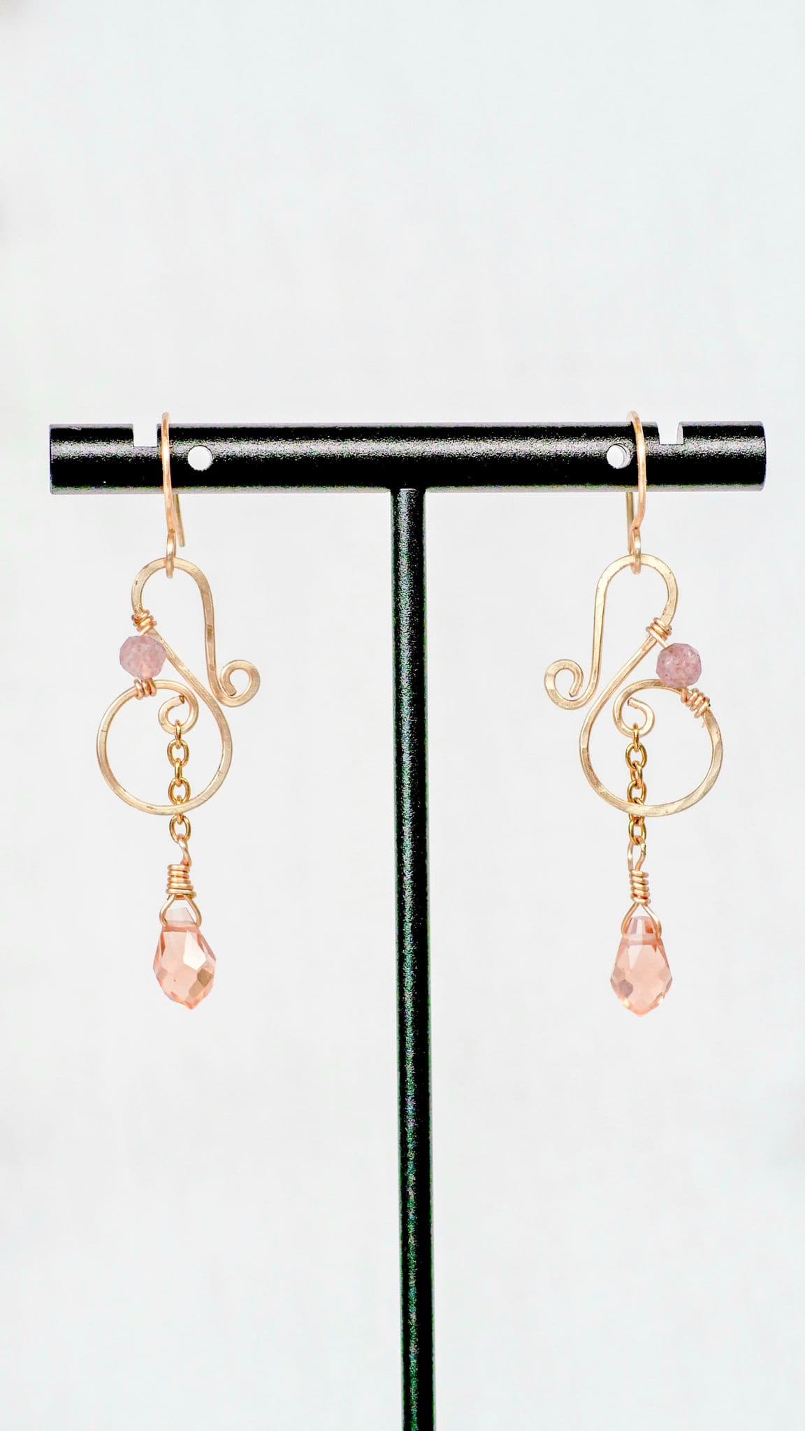 Rose Quartz Wire Earrings
